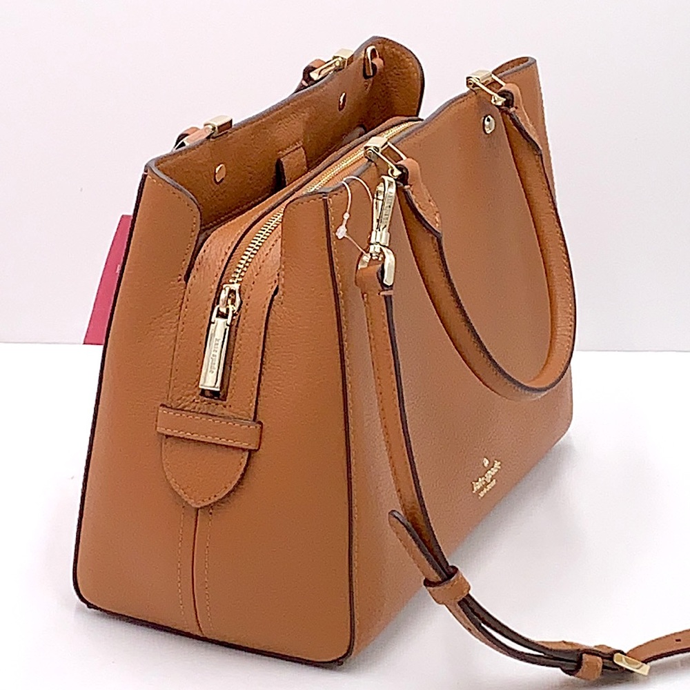 Kate Spade Leila Medium Triple Compartment Satchel Warm Ginger - Picture 5 of 16